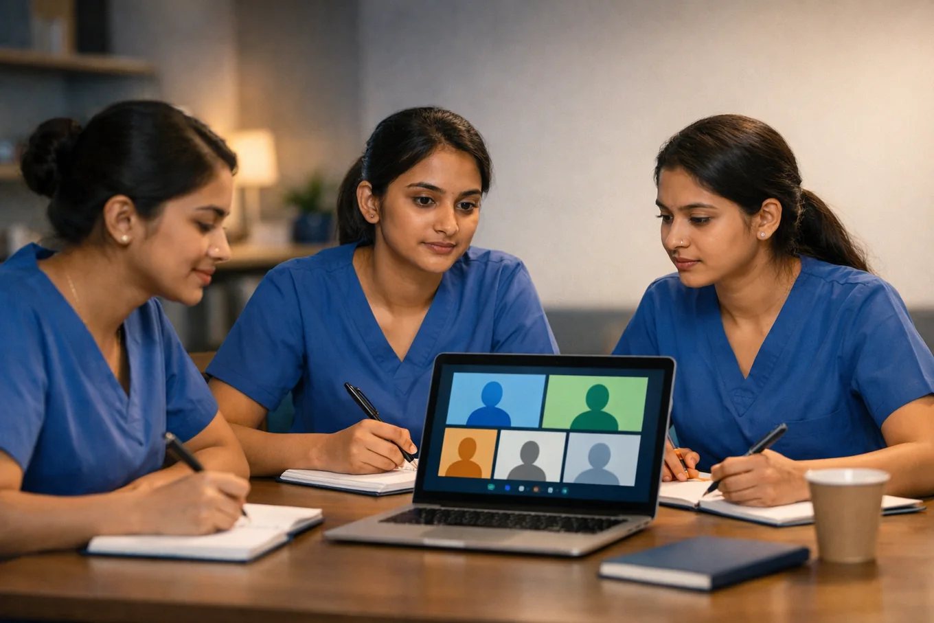 Indian nurses attending a Germany healthcare webinar